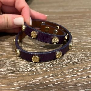 Tory Burch Double Wrap Logo Stud Bracelet